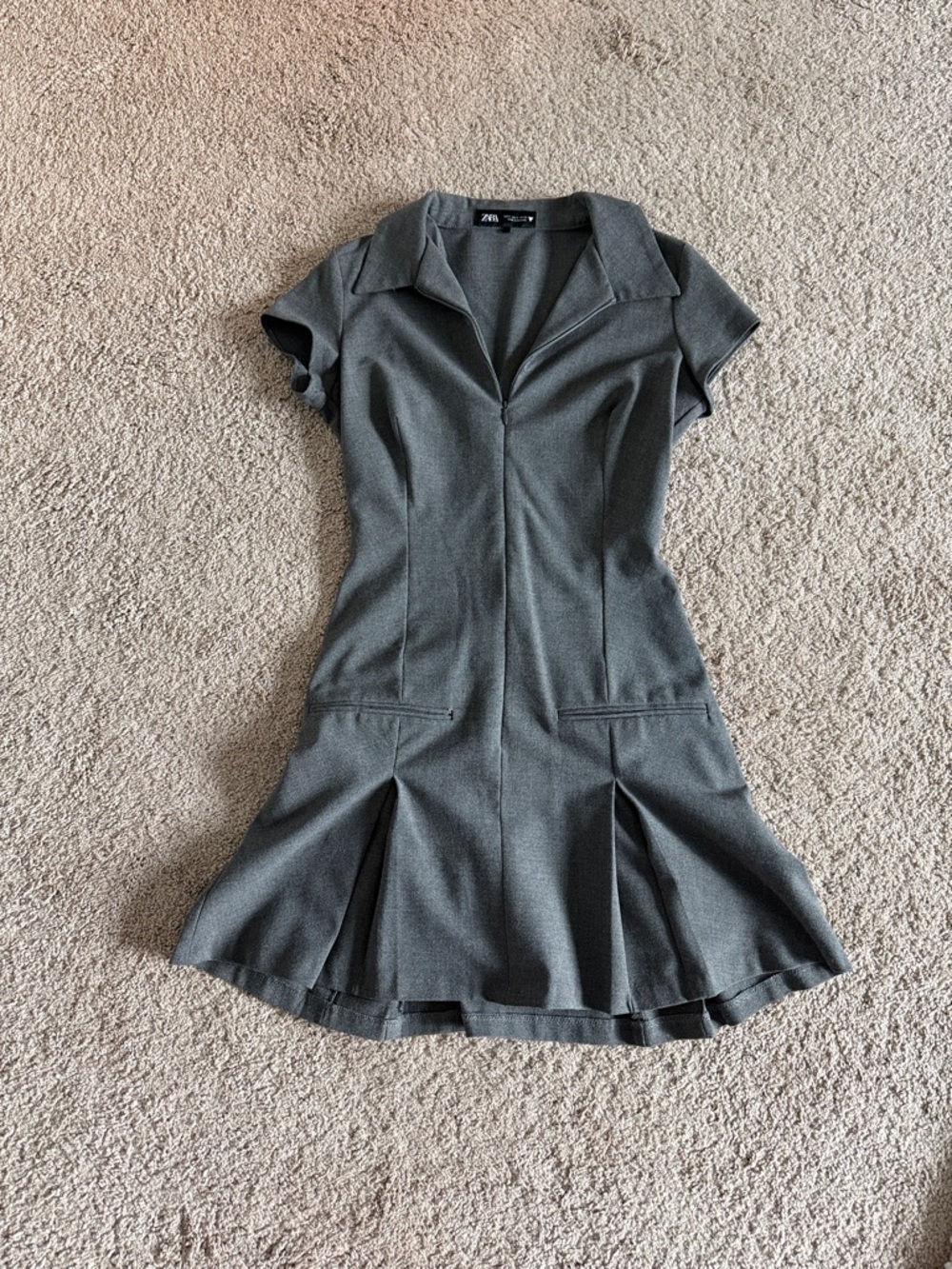 Zara Charcoal Collared Mini Dress